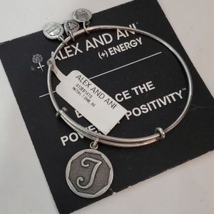 Alex and Ani Inital Letter T Silvertone Bracelet